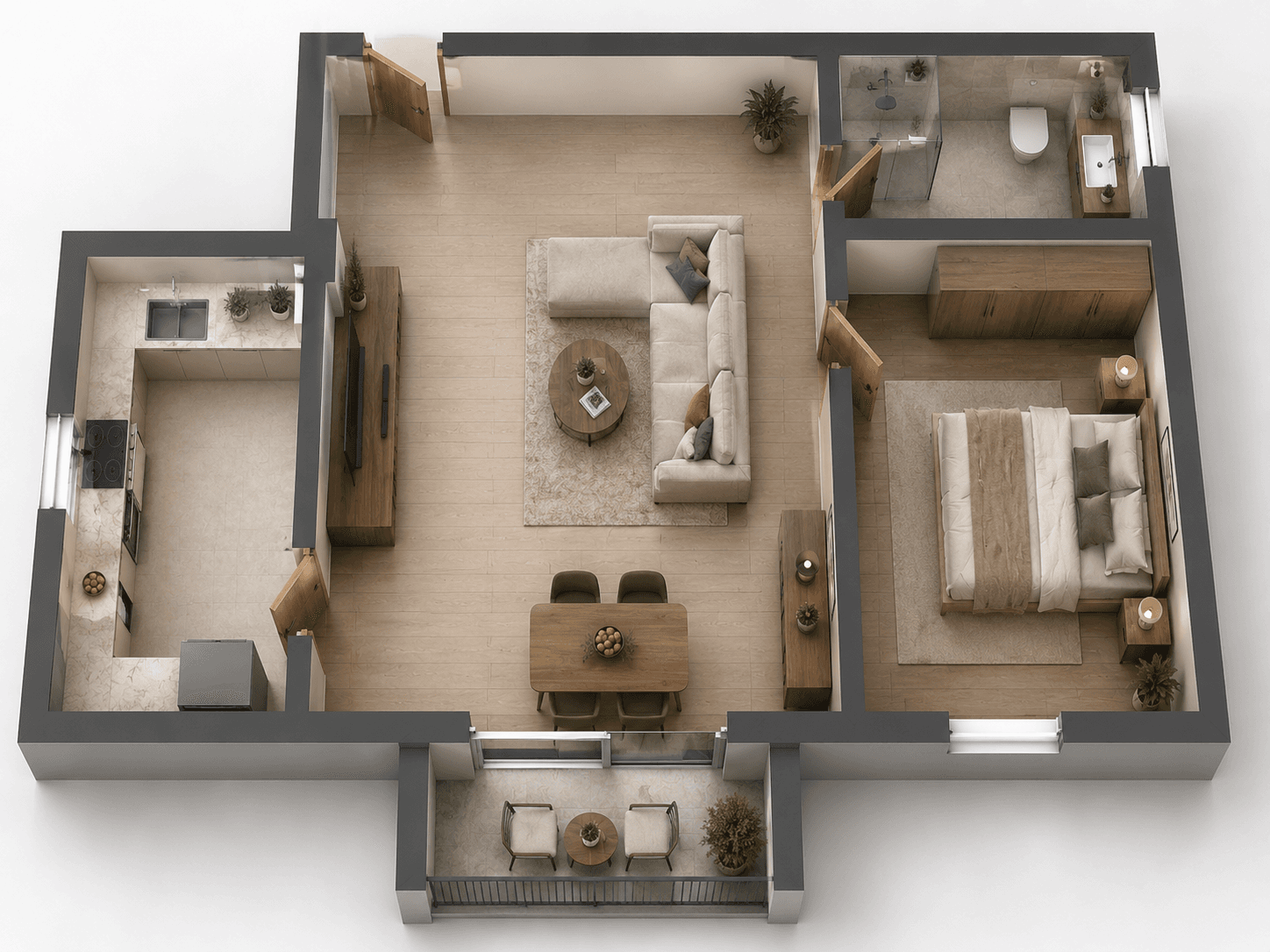 Plan ilustrativ apartament 2 camere